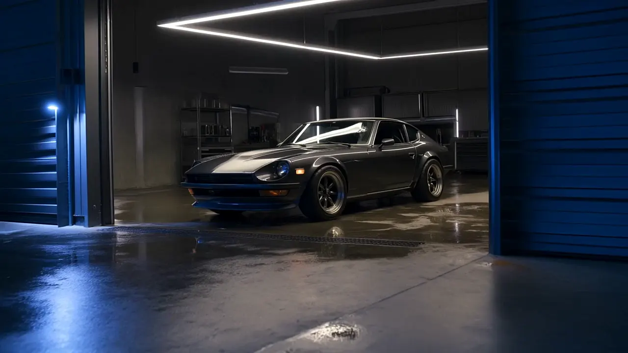 A black coupe ready for its final studio assessment